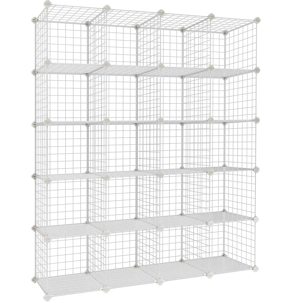 Home & Kitchen Wido Set of 6 Black Wire Interlocking Storage Cubes Rack