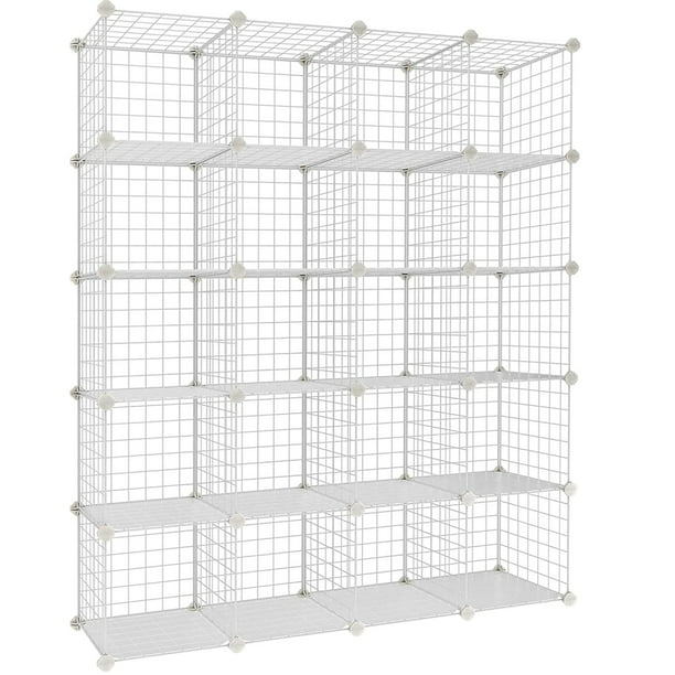20 Cube Organizer Storage Wire, Black Metal Cube Shelving Unit