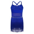 thumbnail image 5 of iiniim Girls Sparkly Rhinestone Tassel Dress Latin Jazz Ballroom Salsa Dance Leotard Fringe Skirted Royal Blue 14, 5 of 7