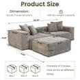 thumbnail image 5 of Magic Home Convertible Sectional Sofa Modular Couch,Modern Corduroy Sofa with Pillows for Living Room,Apartment and Small Space,2-Seat Sofa,Brown, 5 of 14