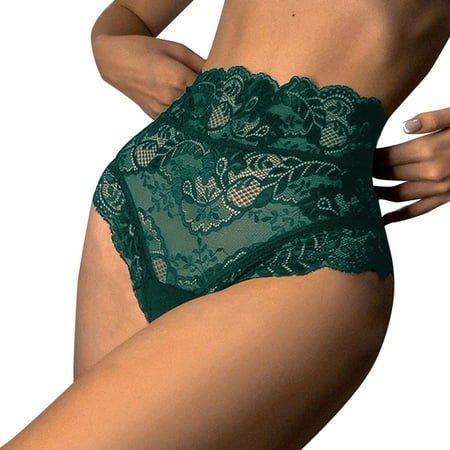 LARUYEKO Women Sexy Floral Lace Mesh Panties High Waist Briefs Underwear Hollow Out Transparent Plus Size Underwear Women s Cotton Underwear High Waisted Ladies Full Coverage Panties High-Cut Stretch
