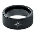 thumbnail image 2 of Tungsten Heart Compass Band Ring 9mm Men Women Comfort Fit Black Flat Cut Brushed Polished, 2 of 4