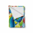 thumbnail image 2 of Birthday Soft Flannel Fleece Throw Blanket, Many Vibrant Balloons Wavy Rainbow Ribbons Celebration Mood Special Event, Cozy Plush for Indoor and Outdoor Use, 50" x 60", Multicolor, by Ambesonne, 2 of 6