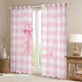 thumbnail image 2 of Manfei Modern Minimalist Checkered Curtains and Drapes Pack of 2 (52x63 Each),Pink Cartoon Alphabet L Black Out Curtains, 2 of 6