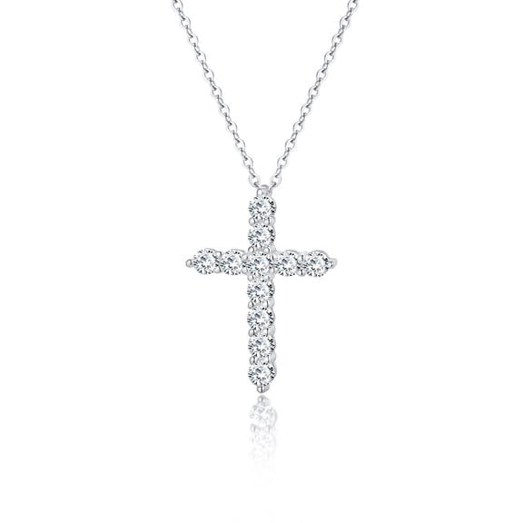 VNOX Cross Necklaces for Women 925 Sterling Silver Cubic Zirconia Cross Pendant Necklace Simple Jesus Cross Necklace Cute Simulated Diamond Jewelry Religious Minimalist Gift