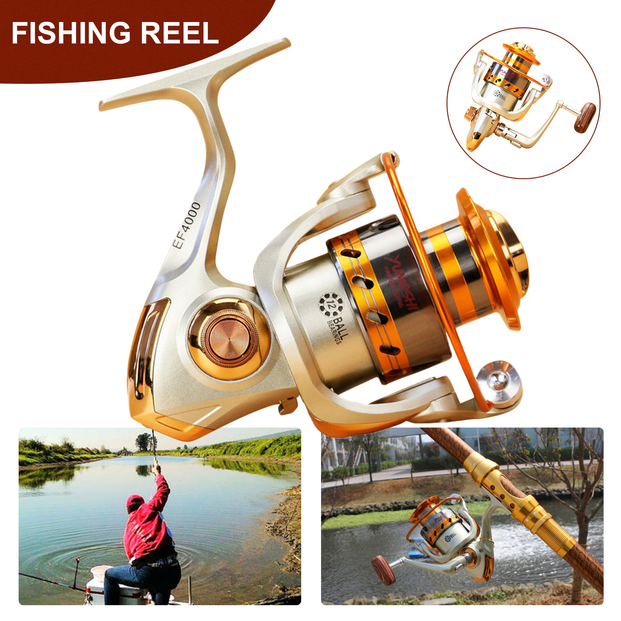 5.5:1 Lure Spinning Reel Freshwater Saltwater Metal Spool Right Left Handed