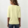 thumbnail image 4 of Half Sleeve Tops for Women Elbow Length Crew Neck Loose Blouse Summer Casual Lightweight Plus Size 3/4 Sleeve Shirts Yellow L, 4 of 5