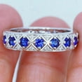 thumbnail image 2 of 2Ct Round Cut Blue Tanzanite & Diamond Eternity Wedding Band Ring 14K White Gold Finish, 2 of 4