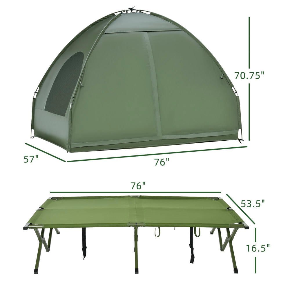 Resenkos 2-Person 4-in-1 Folding Tent Cot, Air Mattress, Foot Pump, Carry Bag – Off-Ground Cot for Camping, Hiking, Backpacking