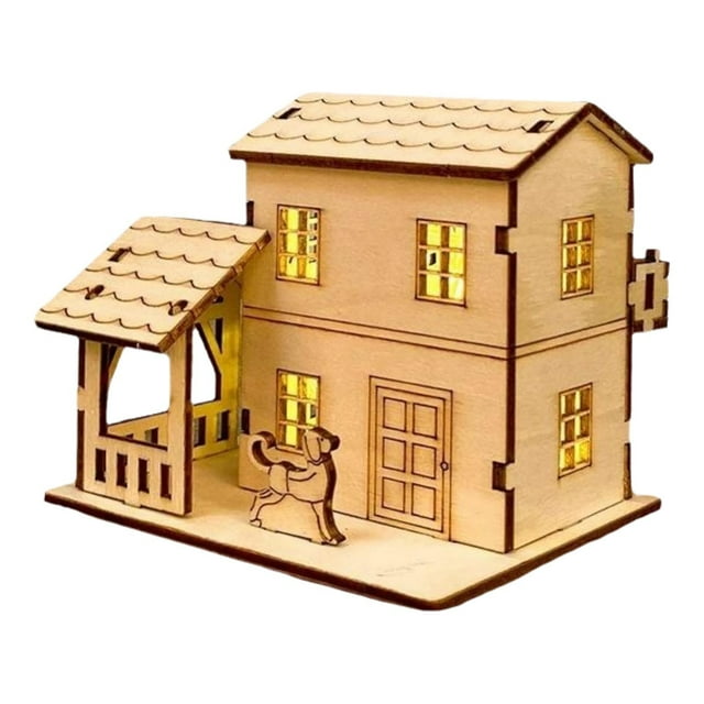 Kit de Casas Navideñas de Madera Iluminadas Hechas a Mano | Decoraciones Navideñas para Pintar | Iluminación Suave y Acogedora | Diversión Familiar | Regalo para Decorar La Repisa de La Chimenea