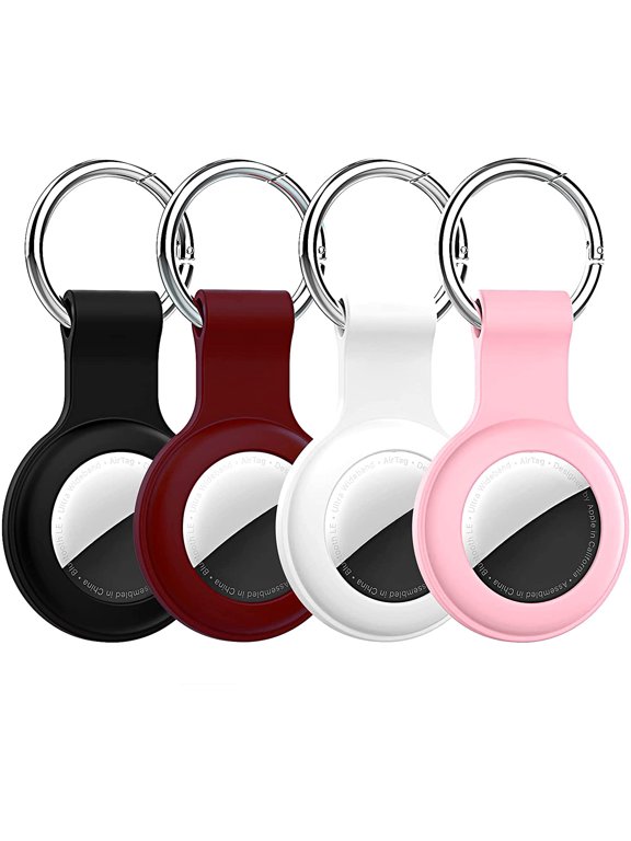 Compatible with AirTag Case Keychain Air Tag Case Holder Silicone AirTags Key Ring Cases Air Tags Key Chain Compatible with Apple AirTag GPS Item Finders Accessories 4 Pack