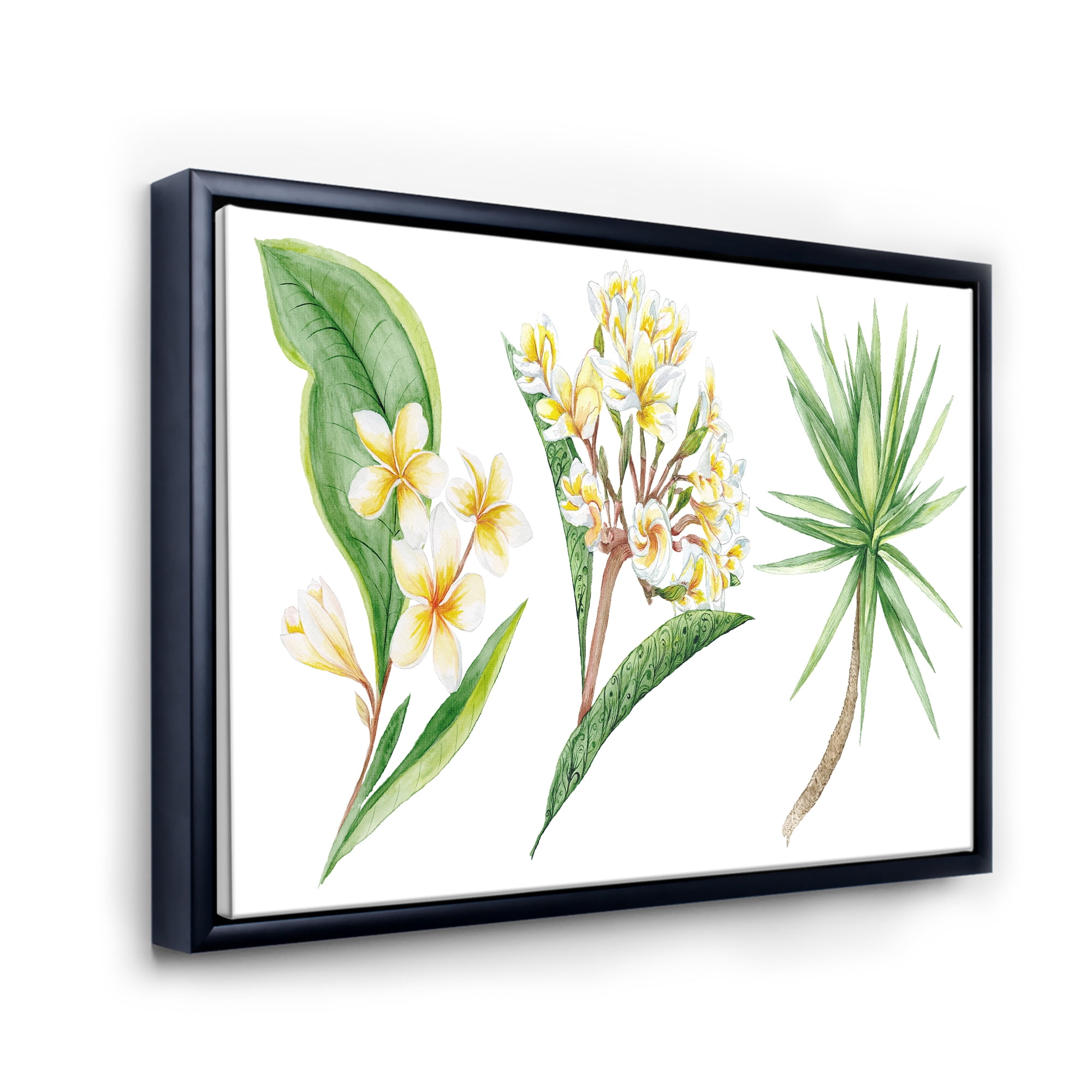 Yellow Flowers and Tropical Foliage XII 40 in x 30 in Framed Painting Canvas Art Print, by Designart