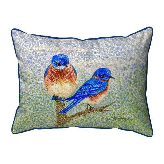 Betsy Drake HJ1345 16 x 20 in. Two Blue Birds Indoor & Outdoor Pillow - Large