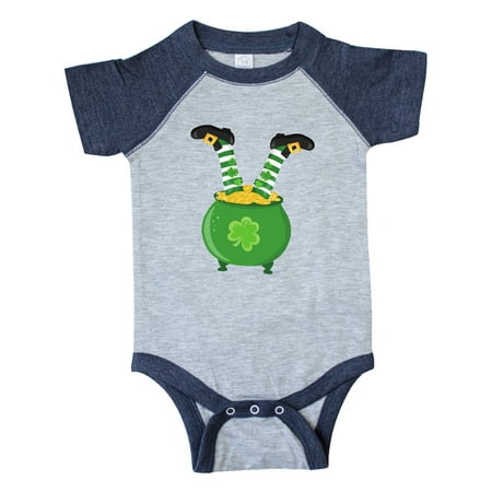 

Inktastic Saint Patrick s Day Pot Of Gold Legs Clovers Gift Baby Boy or Baby Girl Bodysuit