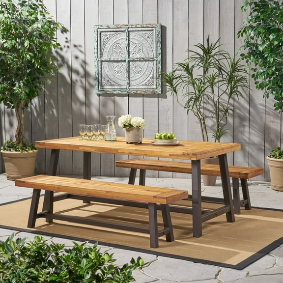 Desert Fields Diego Rustic Metal 3-Piece Outdoor Dining Set