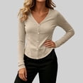 thumbnail image 4 of LEKWK Sun Protection Clothing Women Long Sleeve V Neck Button Down Cardigans Lightweight Breathable Slim Fit Solid Tops Summer Fashion Casual Daily Outfits, 4 of 7