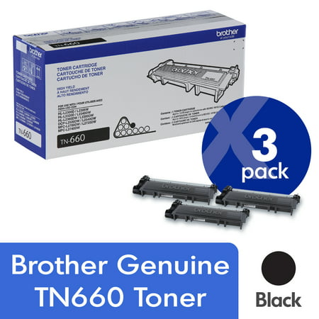 Brother Genuine TN660 3-Pack High Yield Black Toner Cartridge with approximately 2,600 page