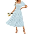 thumbnail image 1 of Vestido ZESICA para mujer, estilo bohemio, floral, midi, azul, talla M, 1 of 7