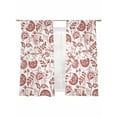thumbnail image 6 of Boho Red Floral Sheer Curtains for Living Room Bedroom Vintage Farmhouse Paisley Plant Leaf Sheer Curtains 63 Inch Long 2 Panels Set Light Filtering Curtain Window Treatments Drapes for Dining Room, 6 of 6
