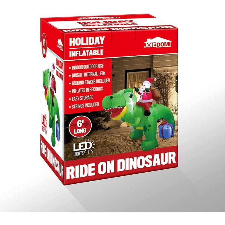 7 Ft Christmas Inflatable Santa Claus Ride on Dinosaur, deals Build-in LED Lights