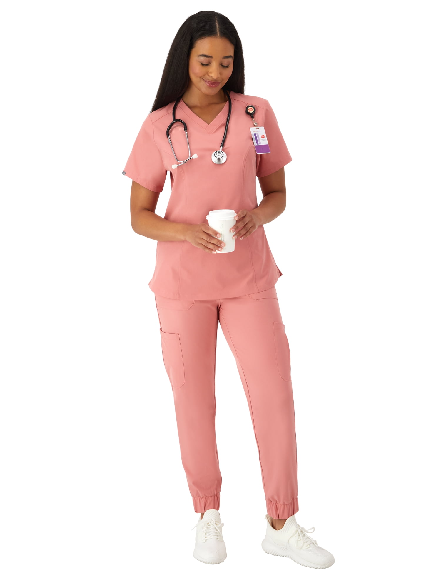 Hanes Womens Scrubs V-Neck Scrub Top, Comfort Fit, 2 Pockets, Sizes XS-3XL