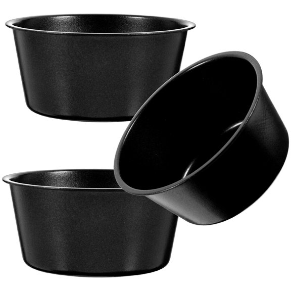 3 Pcs Small Carbon Steel Pudding and Cake Molds for Baking with Stencils and Design
