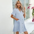 thumbnail image 2 of Yesfashion Maternity Swiss Dot Dress Summer V Neck Short Sleeve Button Down Mini Dress With Pockets, 2 of 5