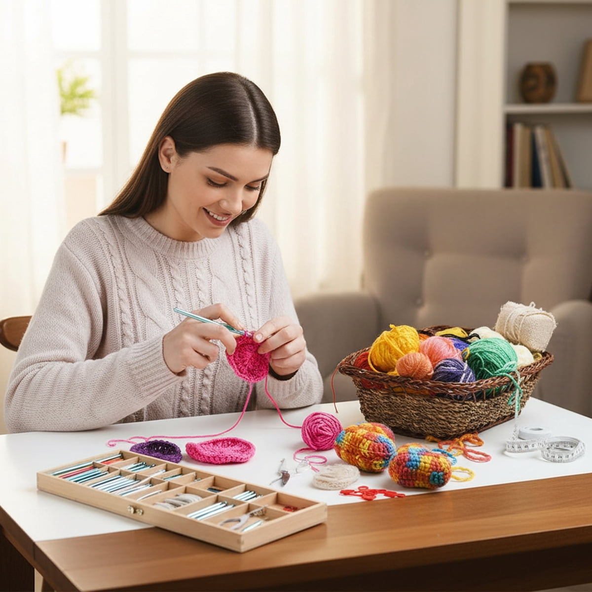 Byseng Crochet Kit for Beginners Adults, 113PCS Crochet Kits Include Yarn, Crochet Accessories Set with Needles Storage Bag