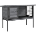 thumbnail image 2 of PawHut Rabbit Hutch Elevated with Tray, Openable Roof, Indoor/Outdoor, Gray, 2 of 9