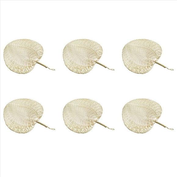 6X Mosquito Repellent Fan Summer Manual Straw Hand Fans Palm Leaf,6 x manual made fan.,Photo Color