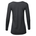 thumbnail image 3 of A2Y Women's Basic Solid Soft Cotton Long Sleeve V-neck Top T-shirt Charcoal XL, 3 of 3