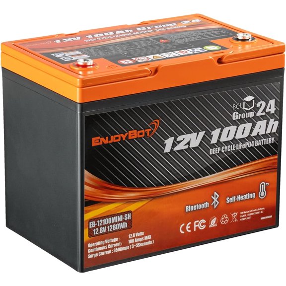 Power Queen 24V 50Ah Smart Bluetooth LiFePO4 Battery For Trolling Motors - 1280Wh, 5 Year Warranty