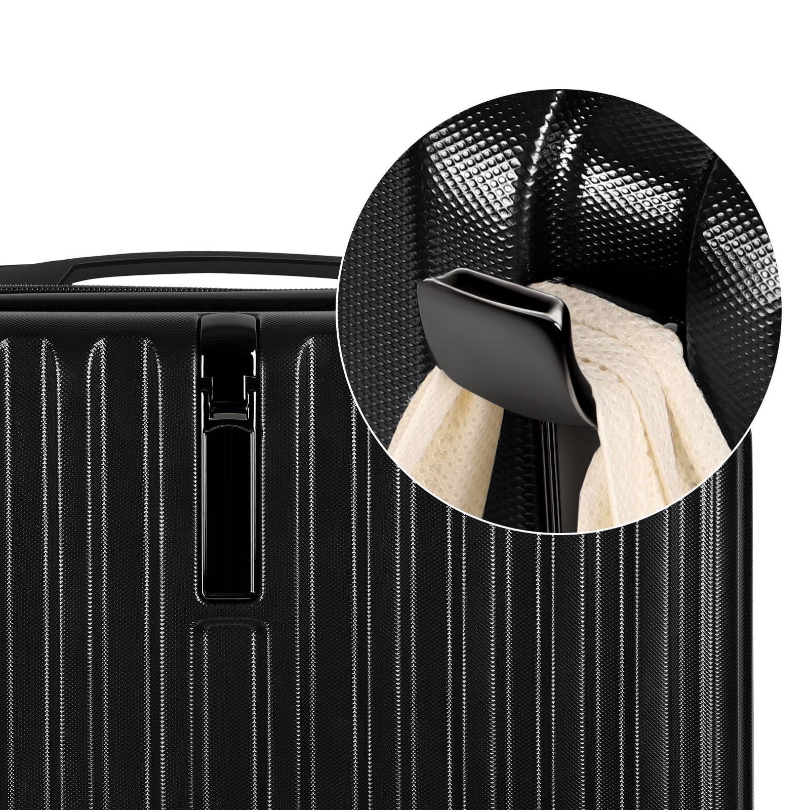 2PCS Luggage Two Piece Rolling Luggage Set Lightweight With Hook 20″ + 14″ Black