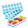 thumbnail image 1 of Bandeja de cubitos de hielo de 4 paquetes de bandejas de cubitos de hielo de silicona con tapa extraíble, bandejas de cubitos de hielo flexibles con fácil liberación, 14 cubos por bandeja para cóctele Feliz Sencillez, 1 of 5