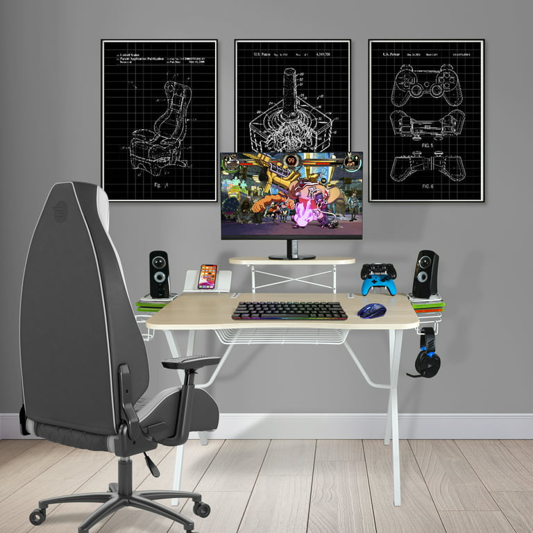 Gaming Desk Pro with Built-in Storage Metal Accessory Holders