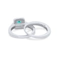thumbnail image 4 of Two Piece Vintage Princess Cut Ring Paraiba Tourmaline CZ 925 Sterling Silver Size 9, 4 of 7