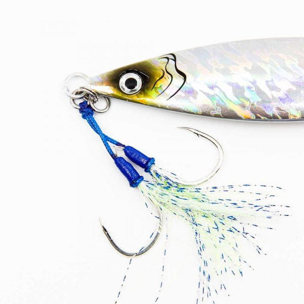 Jigs R Us Trapper Slow Pitch Jig Silver  150g Rigged with Top and Bottom Dual Assist Hooks