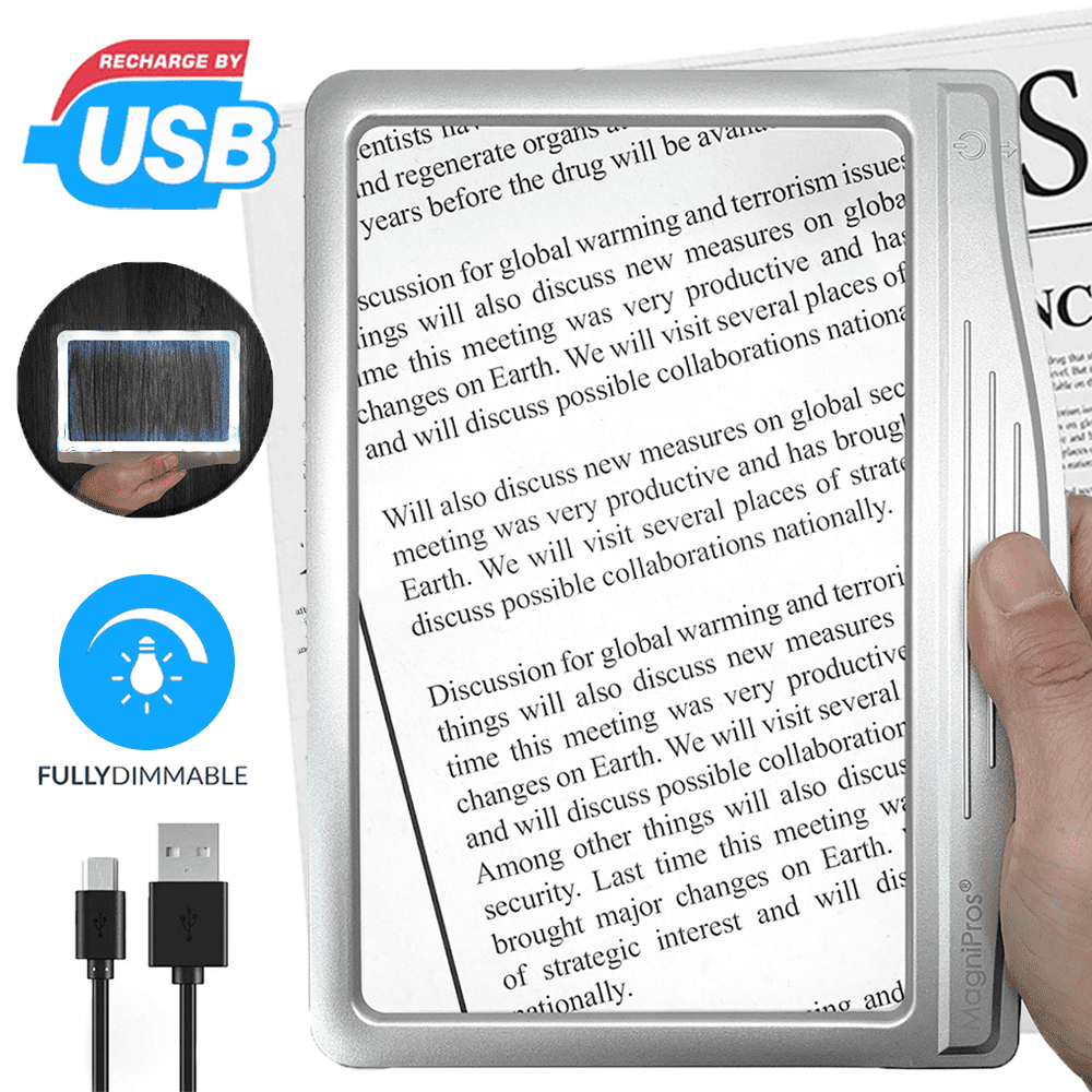 Maps White 56 145mm Magnifier for Reading Crafts Newspapers LED Handheld 5X Magnifying Glass with Light for Children Reading Books