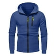 thumbnail image 2 of OUSITAID Mens Hooded Sweater Coat With Solid Color Zipper Pocket In Autumn And Winter, 2 of 5