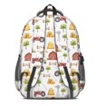 thumbnail image 3 of Tractor and Barns White Pattern Backpack for School, Cute School Bag with Adjustable Shoulder Straps and Padded Back, 16.9"x12.6"x5.9", 3 of 5