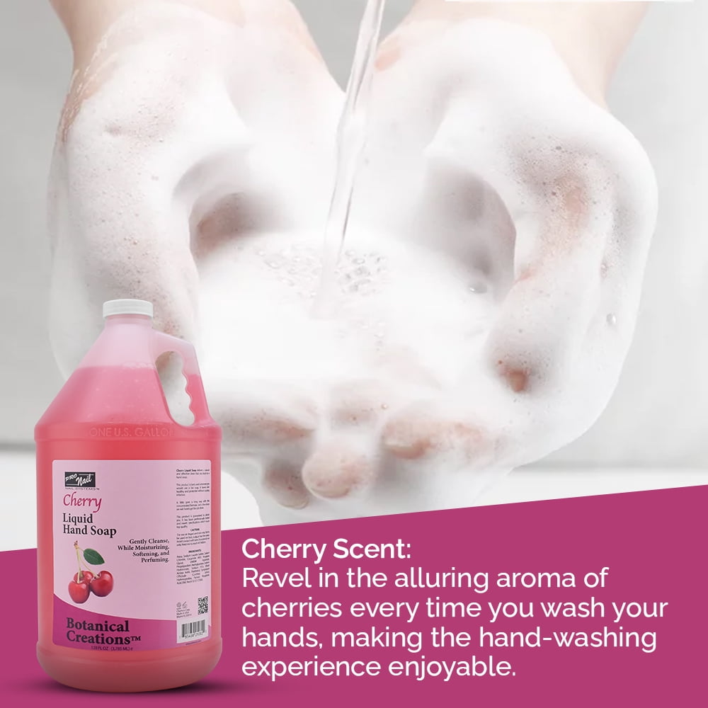 PRONAIL - Liquid Hand Soap Refill, Cherry, 1 Gallon - Deeply Cleanse and Hydrates, Leaving your hands Fresh and Soft - Bulk, Refill Gallon