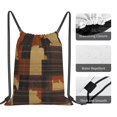 thumbnail image 5 of Leisure Draw String Mouth Backpack 16 X 14 Woven Band Durable Not Easy To Fall Off In Travel Portable Draw String Design Plaid Fall Camo Brown_1, 5 of 8
