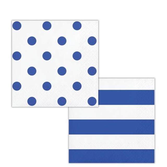 Creative Converting 337057 Points & Rayures Cobalt Faible Teneur en Nombre de Serviettes de Boisson