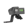 thumbnail image 3 of Carga de motocicleta,Cargador USB para motocicleta Cargador USB de doble puerto,Cargador de teléfono Moto Cargador USB Voltímetro,Adaptador de corriente Cargador Instalación del espejo verde, 3 of 9