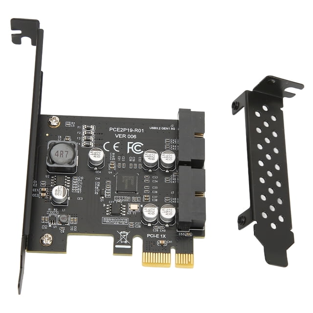 PCIE To USB 3.2 Expansion Card, USB 3.2 Gen1 PCIe Card Dual Port High Speed Plug And Play For Small Chassis 19PIN Black Board