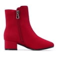 thumbnail image 4 of Botas para niña PANDANINJIA Alyssa rojas de gamuza con tacón bajo y cierre lateral, 4 of 8