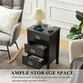 thumbnail image 2 of VECELO Set of 2 Nightstand with Charging Station, Wood Night Stand with USB Ports and Outlets, 3 Storage Drawers, End Table Side Table for Bedroom/Living Room, Black, 2 of 8