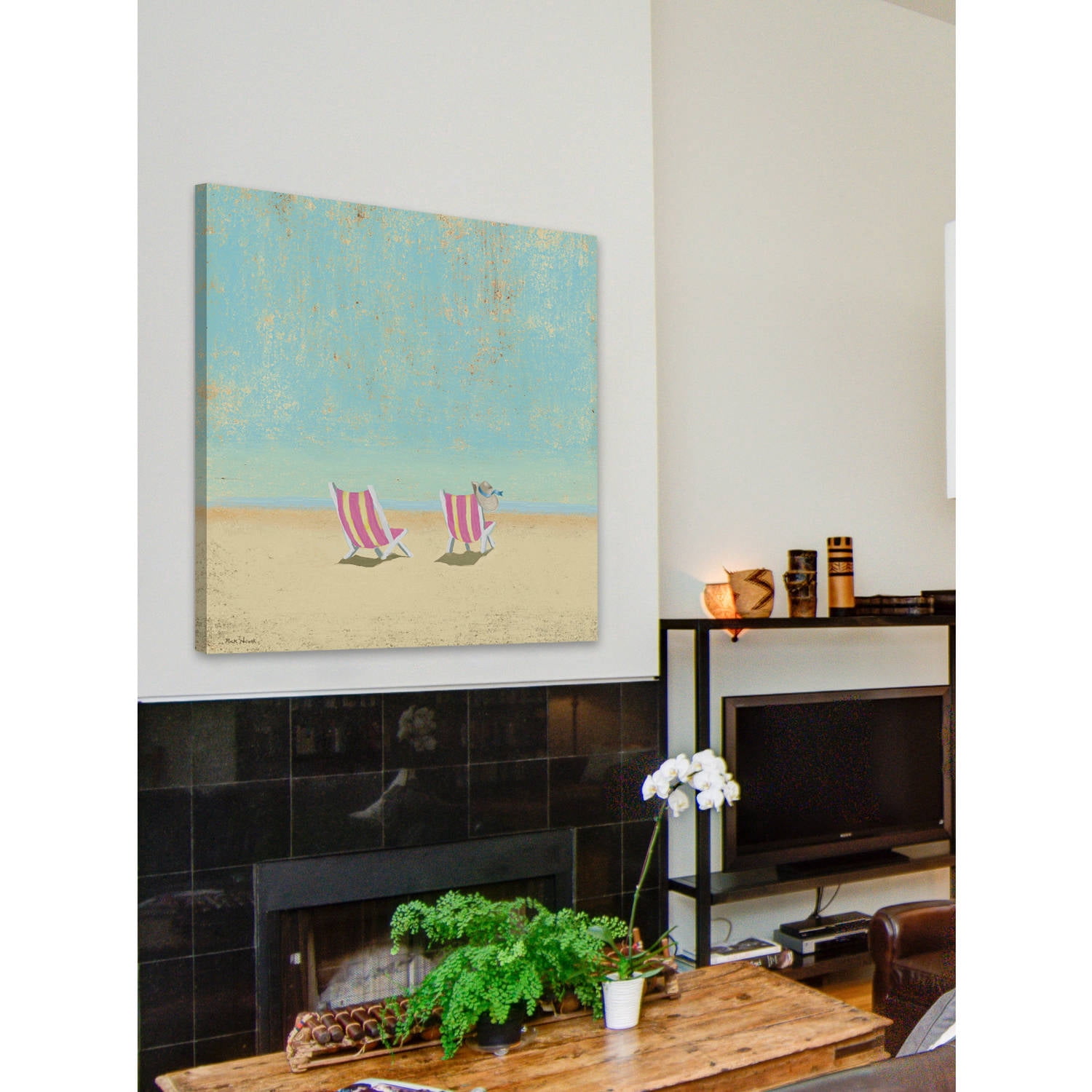Marmont Hill "Pink Chairs" by Rick Novak Painting Print on Wrapped Canvas