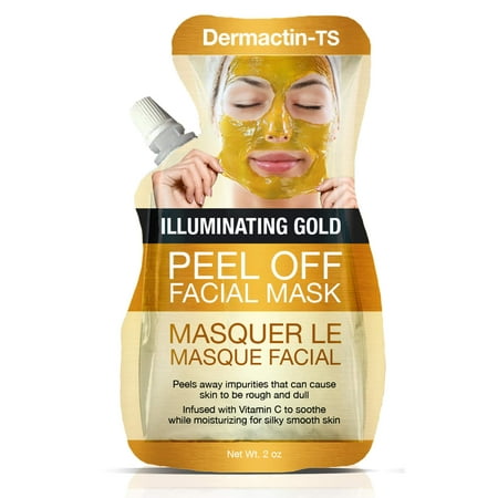 Dermactin-TS Moisturizing Illuminating Gold Peel Off Facial Mask 2 oz. - Peels Away Impurities That Cause Rough & Dull Skin, Moisturizes for Silky Smooth