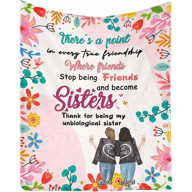 LHSHID Personalized Blanket Thank for being My Unbiological Sister Hug Blanket Bed Throws